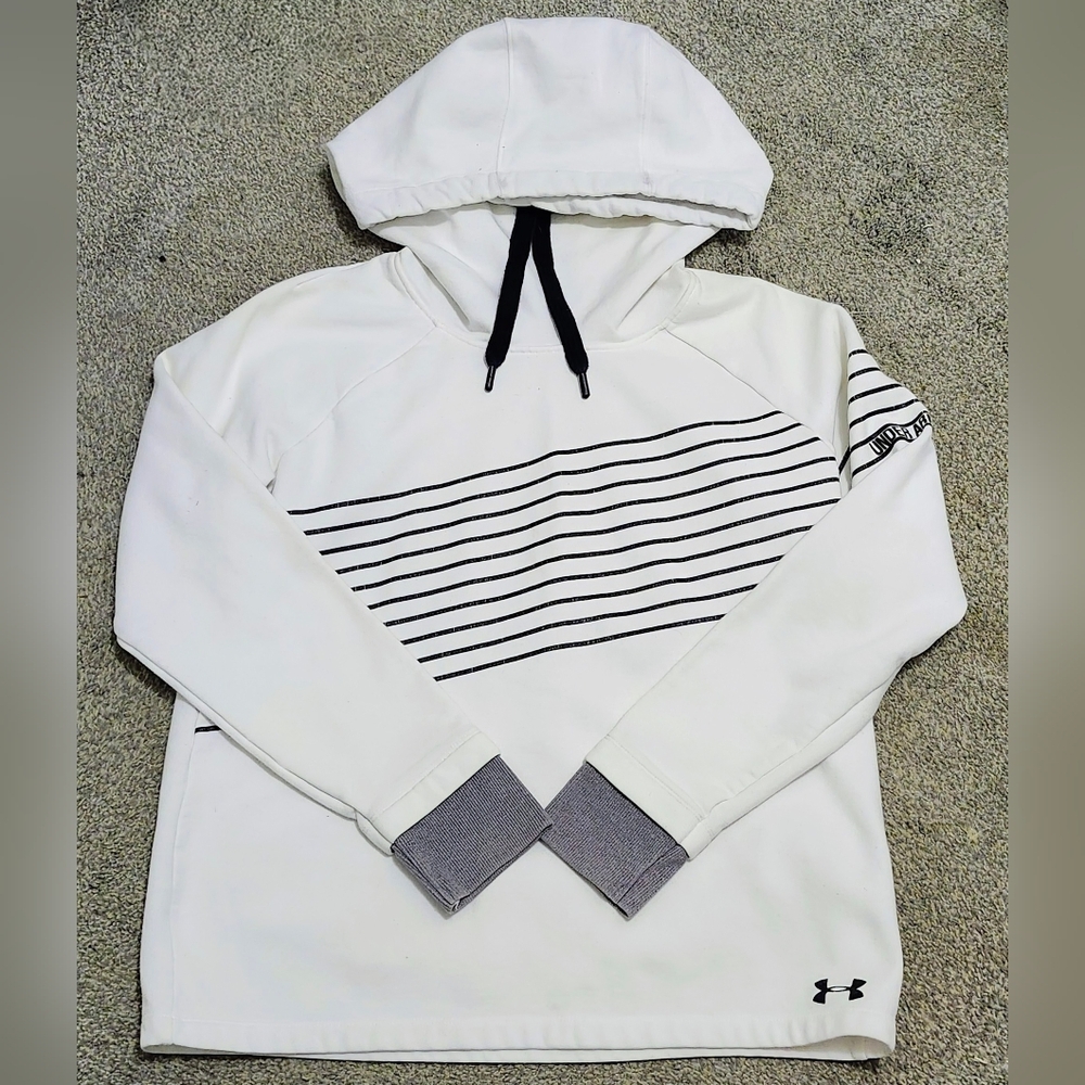 Under Armour White Hoodie with Black Stripes